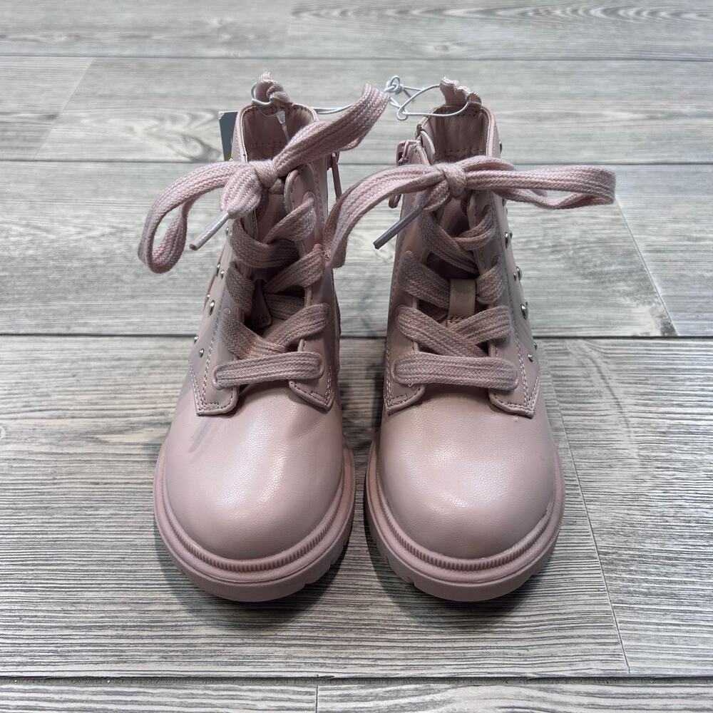 Cat & Jack Toddler Girls' Amaya Lace-Up Combat Boots Blush 8 NWT - Picture 2 of 5